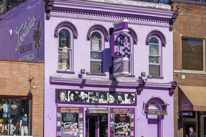 Purple building, Nashville shops.